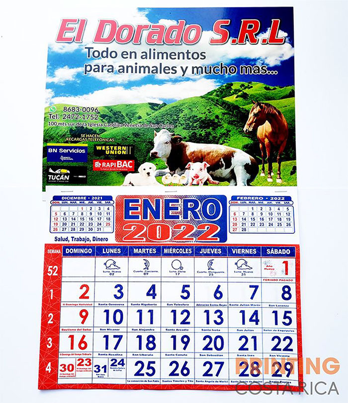 Impresión de calendarios 2024 Costa Rica
