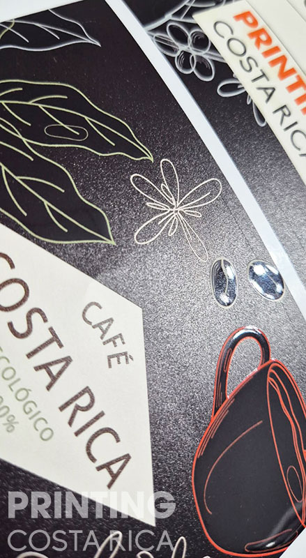 etiqueta para cafe con barniz UV relieve costa rica