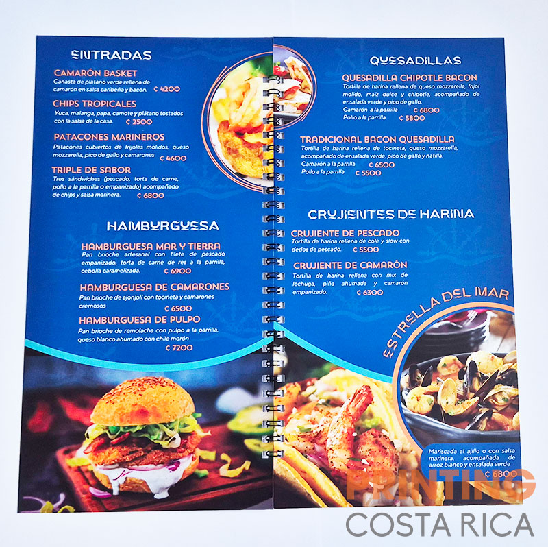 menu con laminado mate y resorte
